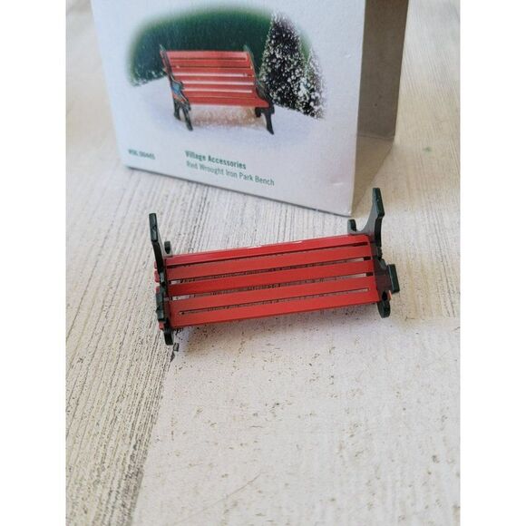 Dept 56 56445 Red Wrought Iron Park Bench village accessory xmas - Picture 4 of 5